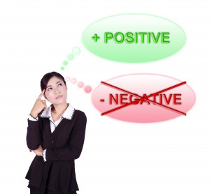 Business Woman Thinking About Positive Thinking